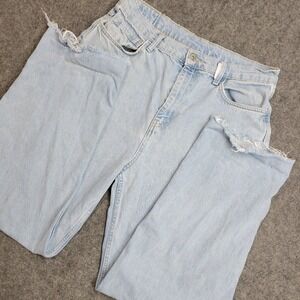 Collusion Jeans Mens 34x30 Blue Y2k Streetwear Grunge Frayed Hem Boho Grunge